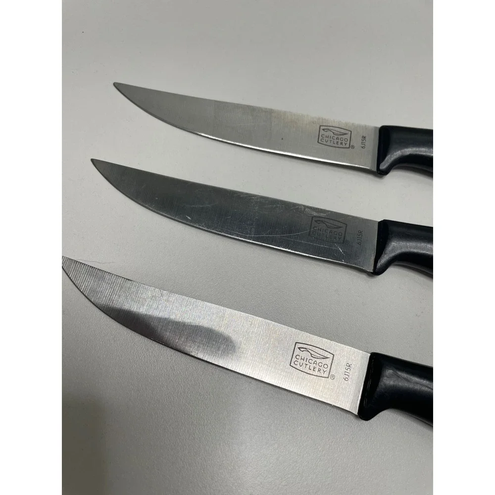 Chicago Cutlery Steak Knife Set 3 Piece Black Handle Stainless Steel Replacement